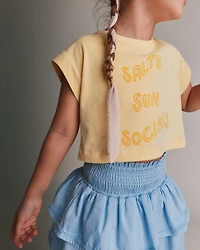 Toddler Girl 'Salty Sun Socials' Boxy Tee - Yellow