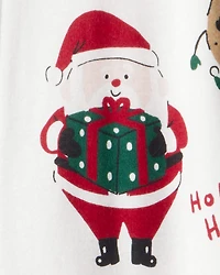 Baby Beige Santa Milk & Cookies 100% Cotton Long-Sleeve Snug Fit 1-Piece Pyjamas - White
