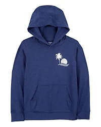 Kid Palm Tree Knit Hoodie - Navy
