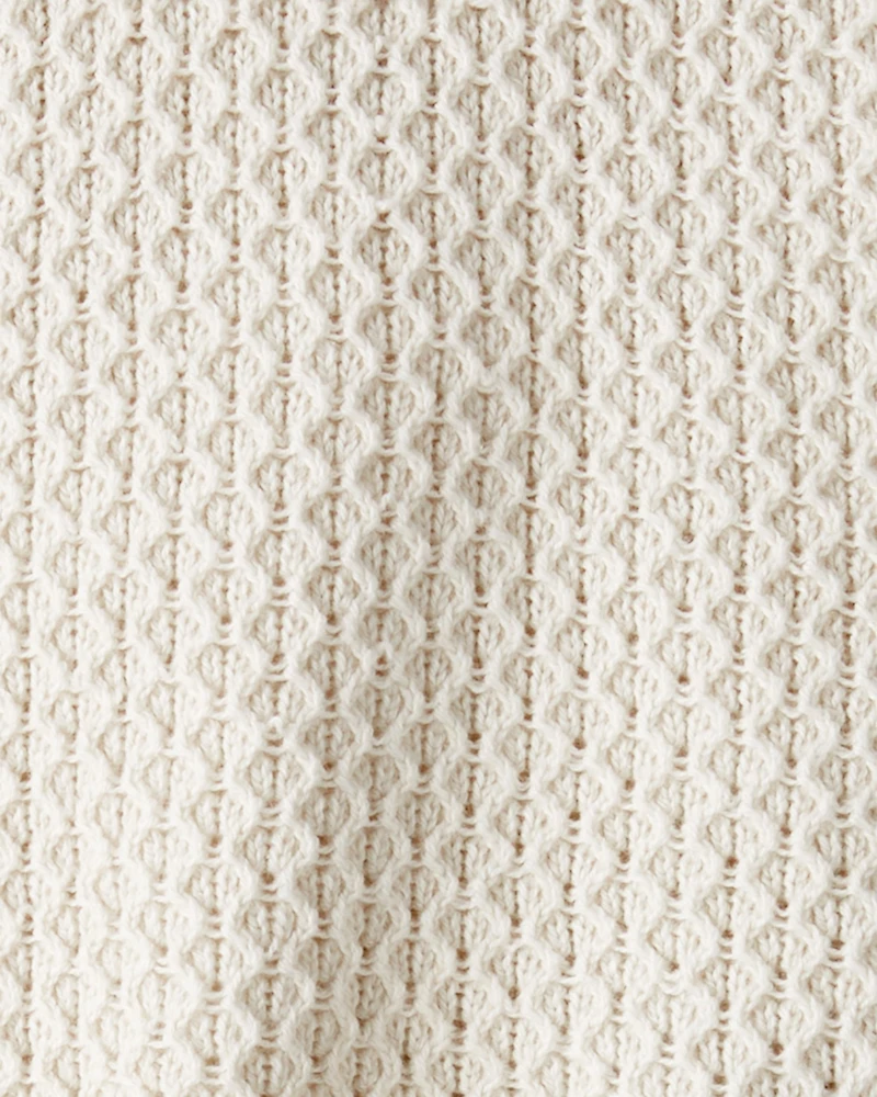 Baby Girl 2-Piece Organic Cotton Crotchet Knit Set-Cream
