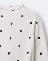 Toddler Girl Polka Dot Mock Neck Long-Sleeve Top - Ivory