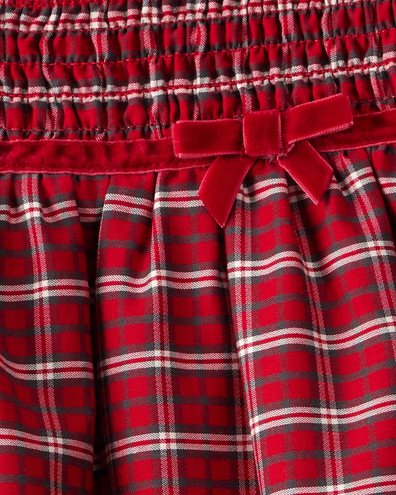 Baby Girl Special Occasion Plaid Print Short-Sleeve Dress - Red