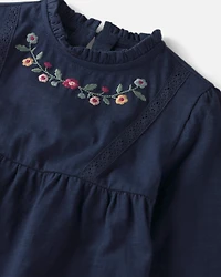 Baby Girl Organic Cotton Embroidered Peplum Top