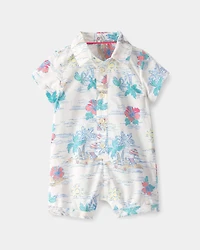 Baby Boy Beach  Short-Sleeve Romper - White