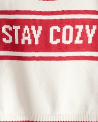 Toddler Girl Stay Cozy Sweater - Red/White
