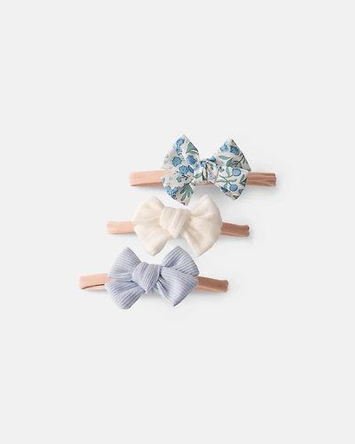 Baby Girl 3-Pack Bow Hair Ties - Blue