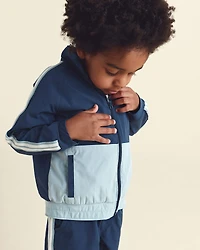 Toddler Boy colour Block Zip-Up Jacket - Navy Blue