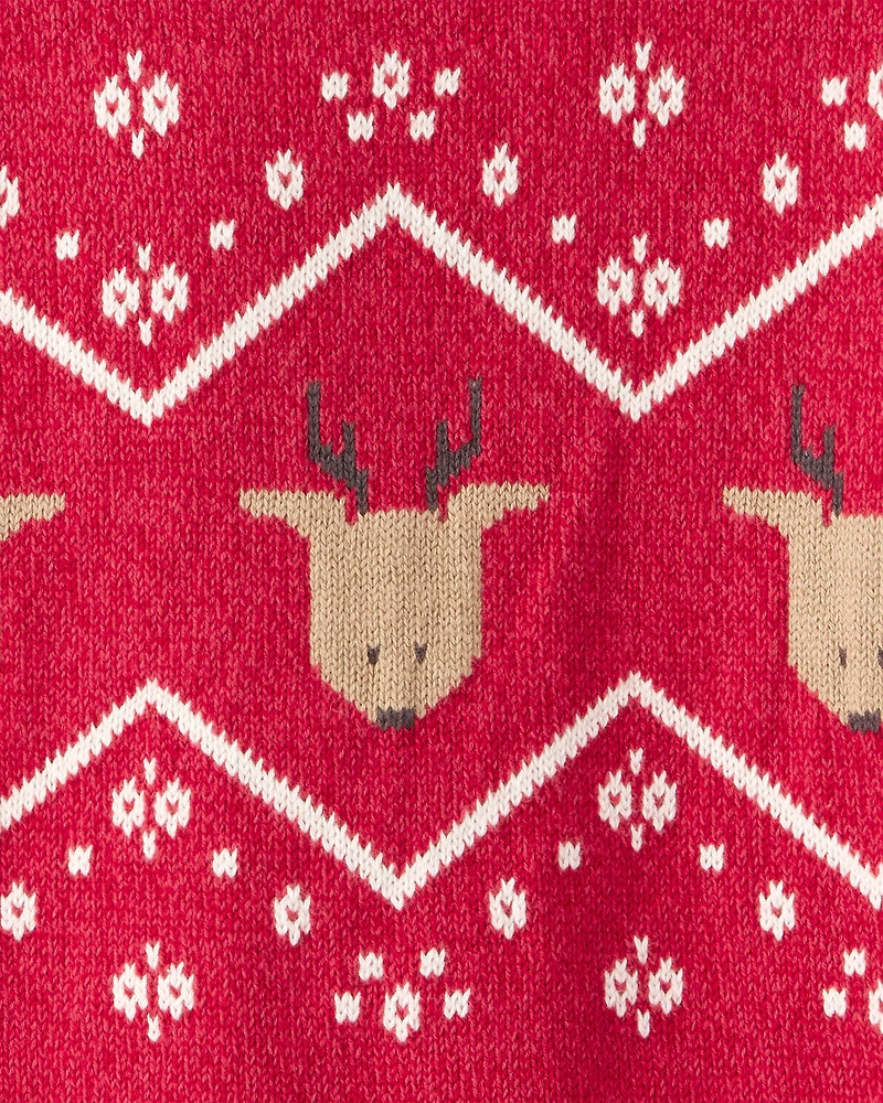 Boys Red Holiday Reindeer Sweater