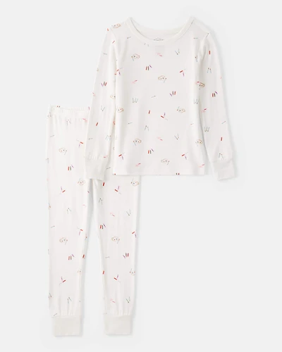 Girls Print PurelySoft Long-Sleeve 2-Piece pyjamas - Ivory