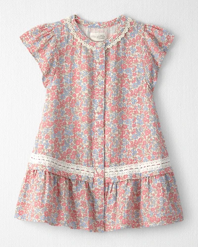 Toddler Girl Organic Cotton Gauze Dress Spring Floral