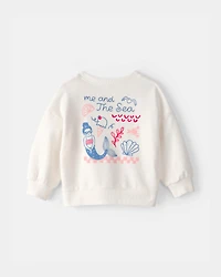 Baby Girl Mermaid French Terry Pullover Sweatshirt - Ivory