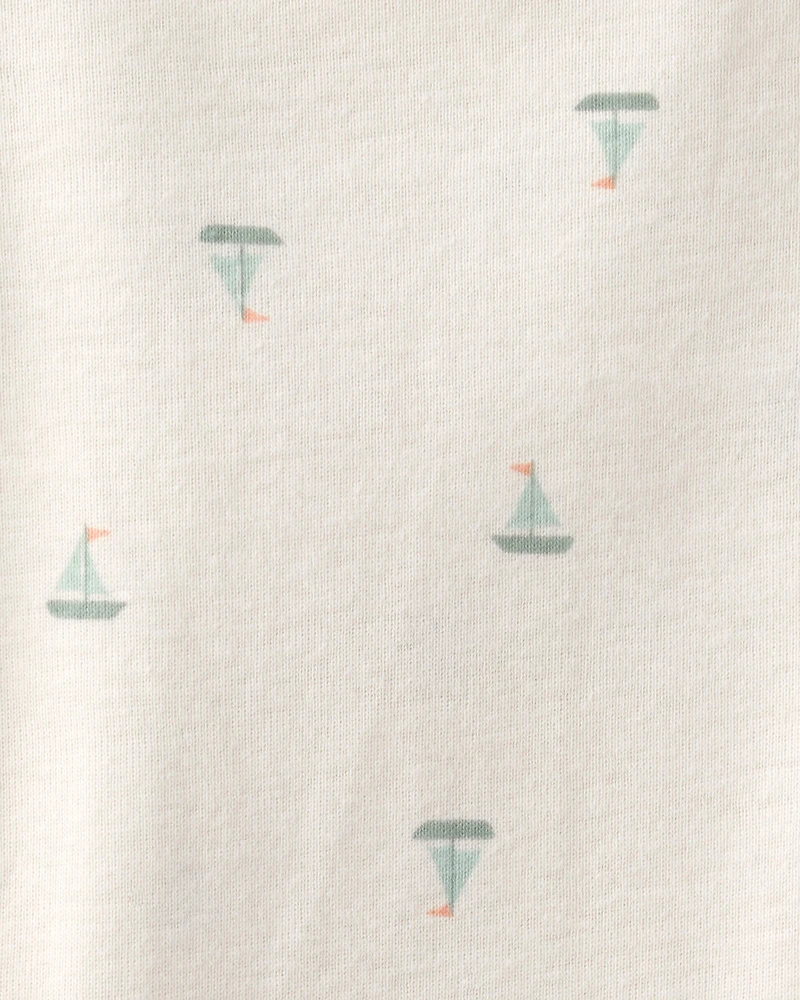 Baby 2-Piece Sailboat Overall Set - Green/Ivory