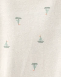 Baby 2-Piece Sailboat Overall Set - Green/Ivory