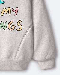 Toddler Girl 'In My Feelings' Wide-Arm Sweatshirt - Heathered Grey