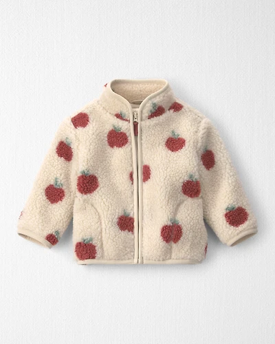 Baby Girl Recycled Teddy Fleece Jacket Apples