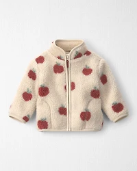 Baby Girl Recycled Teddy Fleece Jacket Apples