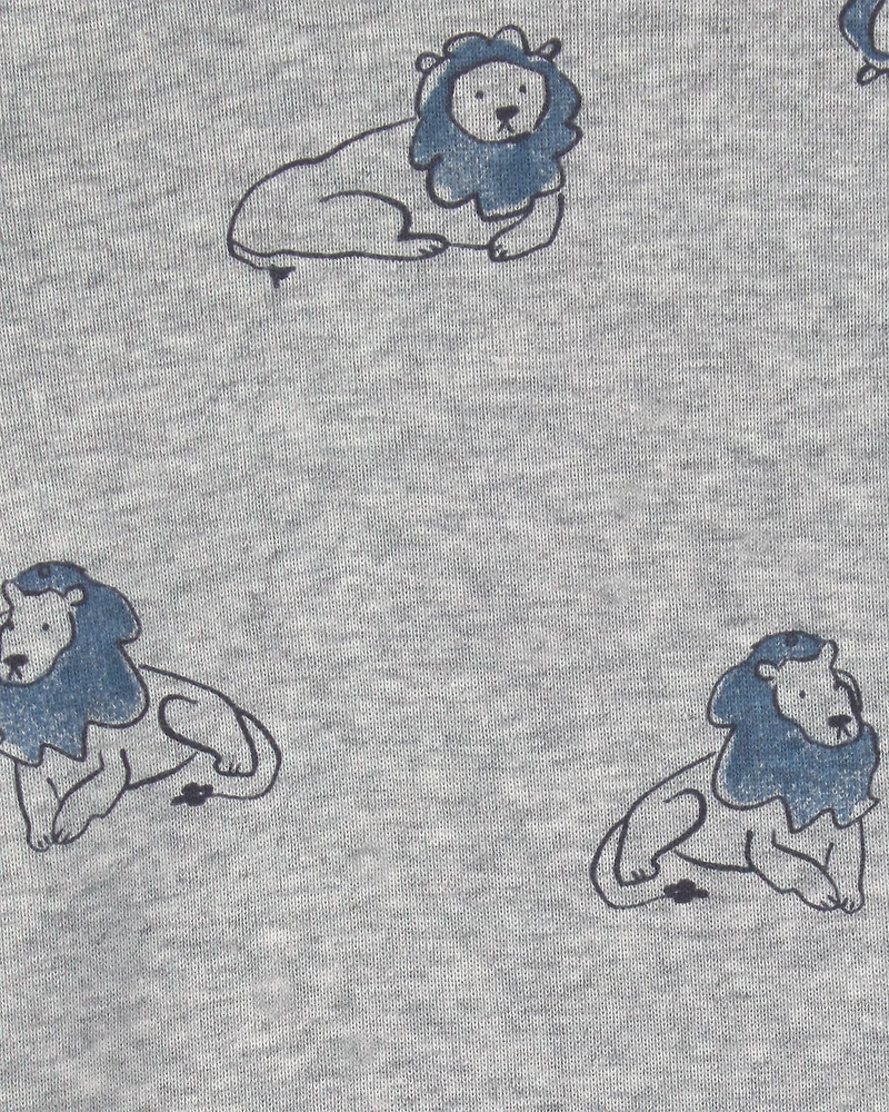 Baby Boy 4-Pack Lion Long-Sleeve Bodysuits - Blue/Grey/Ivory