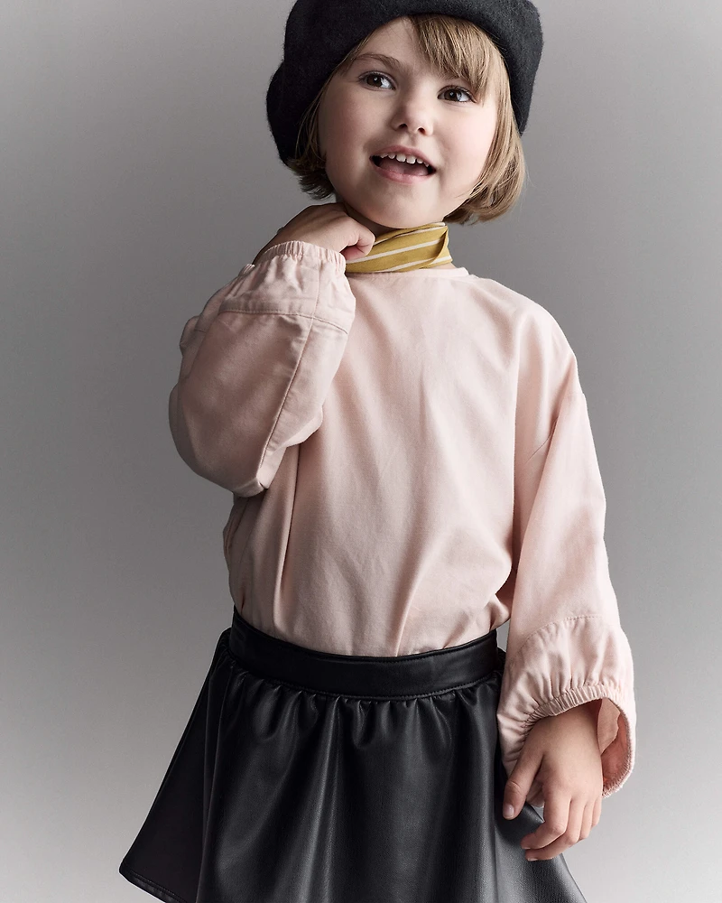 Toddler Girl Blouson Cuffed Long-Sleeve Top - Blush