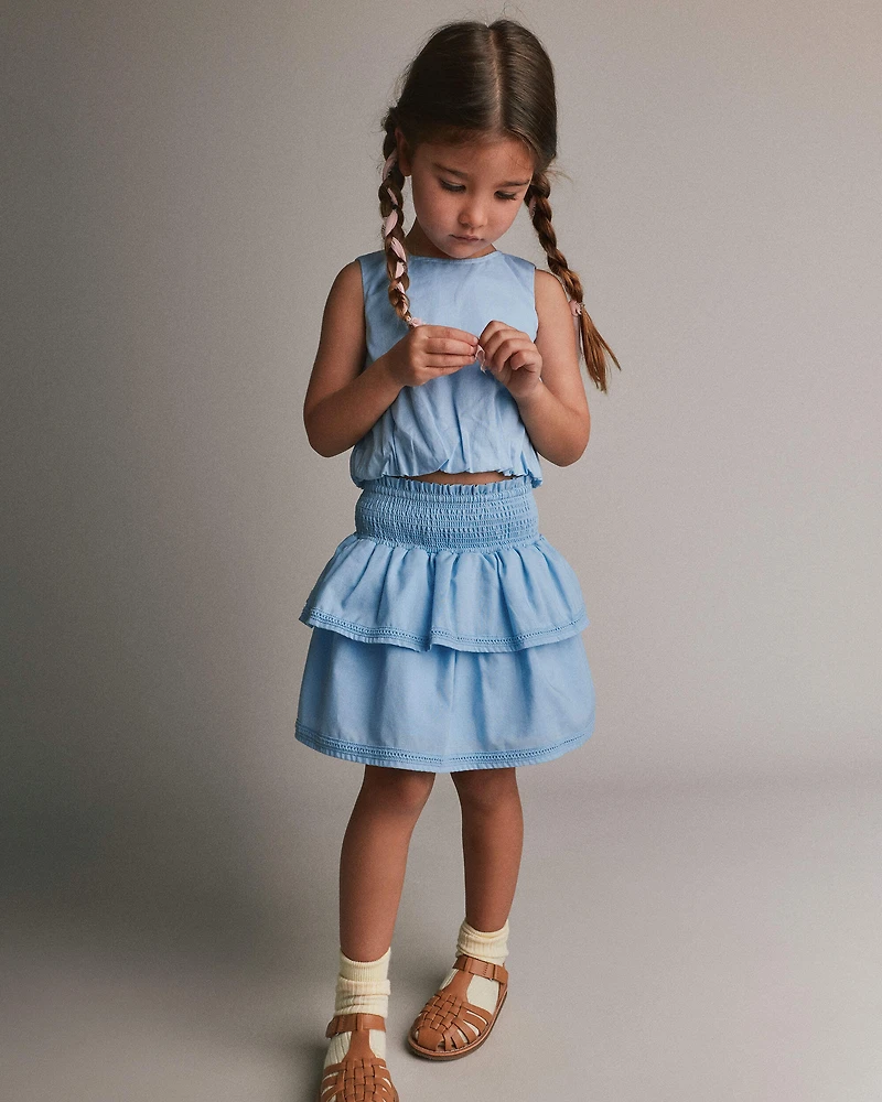 Toddler Girl Bubble Hem Top - Blue