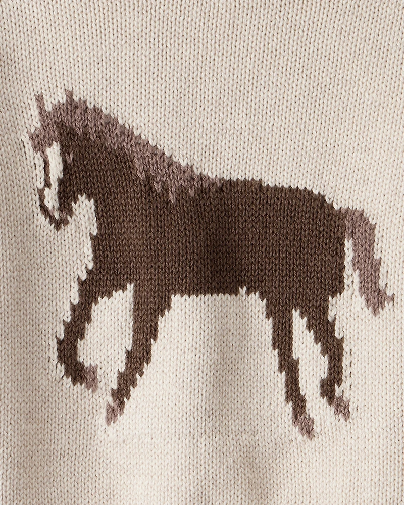 Baby Organic Cotton Horse Sweater Knit Pullover