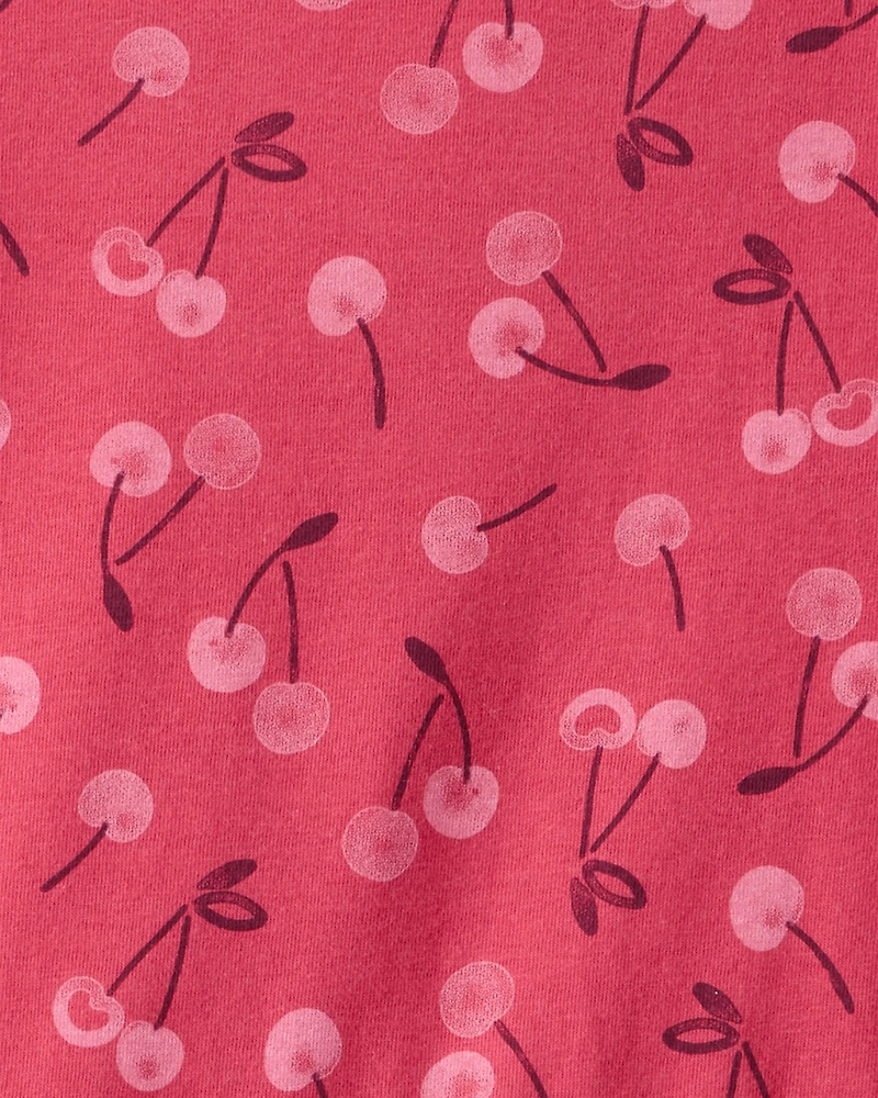 Girls Cherry Long-Sleeve Dress - Pink