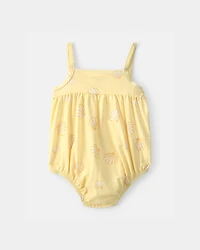 Baby Girl Shell Short-Sleeve 1-Piece Swimsuit - Yellow