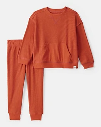 Toddler Boy Waffle Knit Long-Sleeve Tee & Pant Set - Green