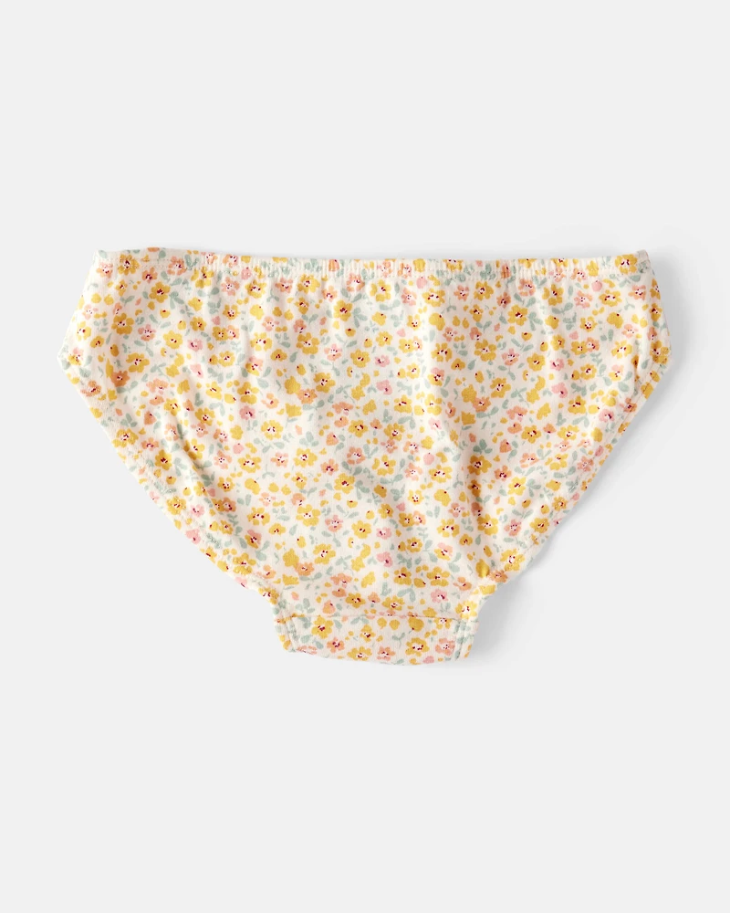 Girls 7-Pack Heart Floral Bikini Underwear - Blue/Purple