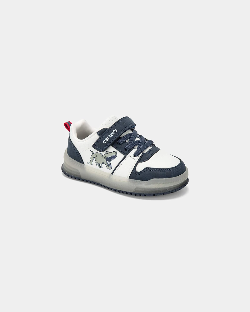 Toddler Boy Casual Light-up Dino Shoe - White/Blue