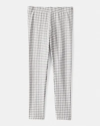 Girls Plaid Cotton Pull-On Stretch Leggings - Grey