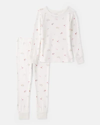 Girls Print PurelySoft Long-Sleeve 2-Piece pyjamas - Ivory