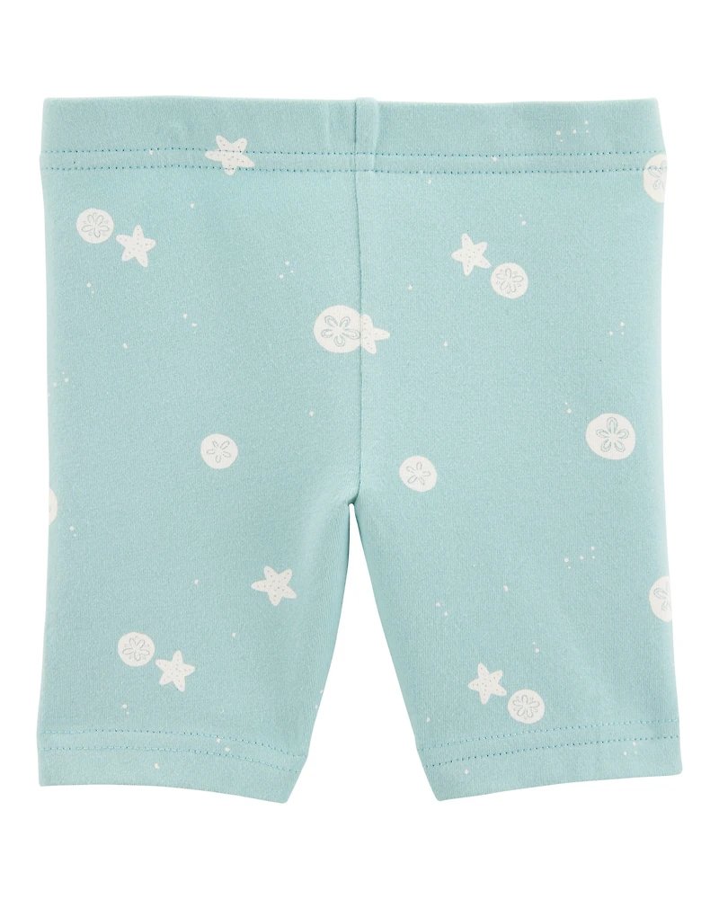 Baby Girl Sea Print Bike Shorts - Green