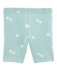 Baby Girl Sea Print Bike Shorts - Green