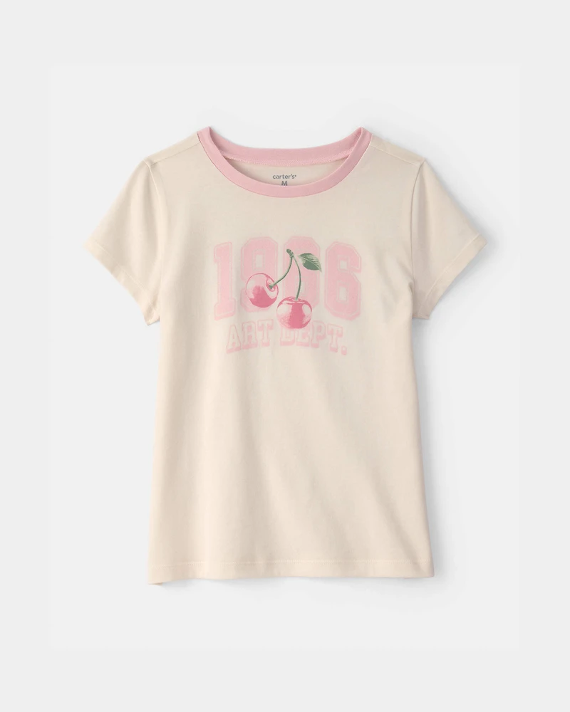 Girls Cherry Graphic Tee - Cream