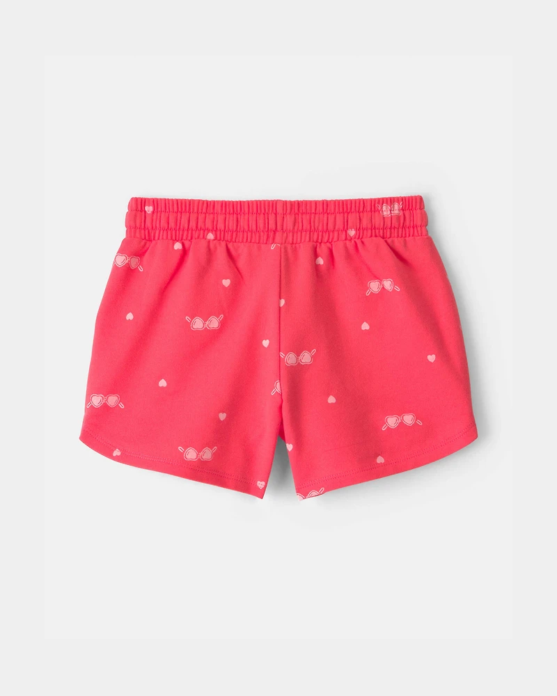 Girls Sunglasses French Terry Shorts - Coral