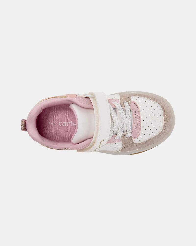 Toddler Girl Colour Block Casual Sneakers - Pink/White