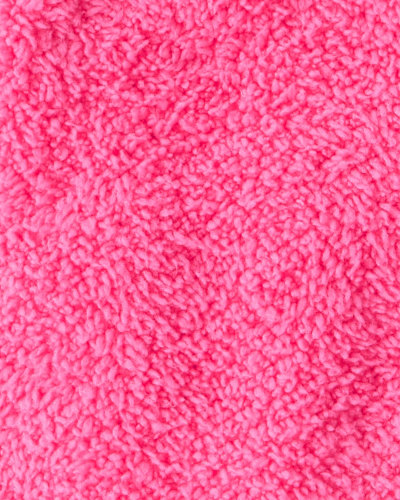 Baby Girl 2-Piece Floral Motif Sherpa Long-Sleeve Dress Set - White/Pink