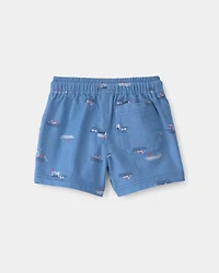 Baby Boy Sailboat Twill Shorts - Blue