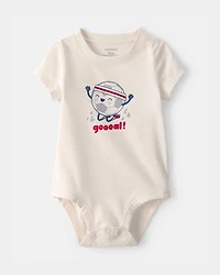 Baby Soccer Ball Graphic Bodysuit - Ivory