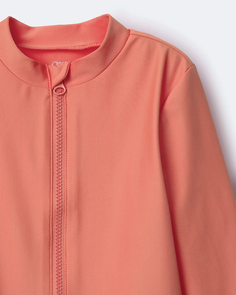 Toddler Full-Zip Long-Sleeve Rashguard - Orange