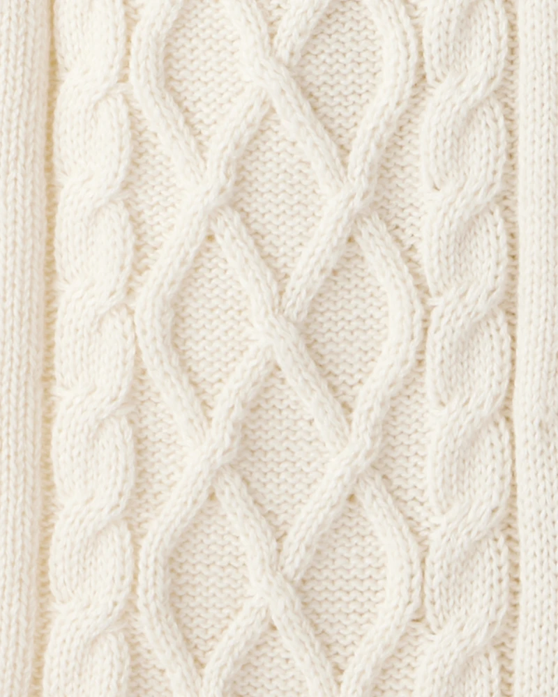Baby Boy Long-Sleeve Cableknit Jumpsuit - Cream