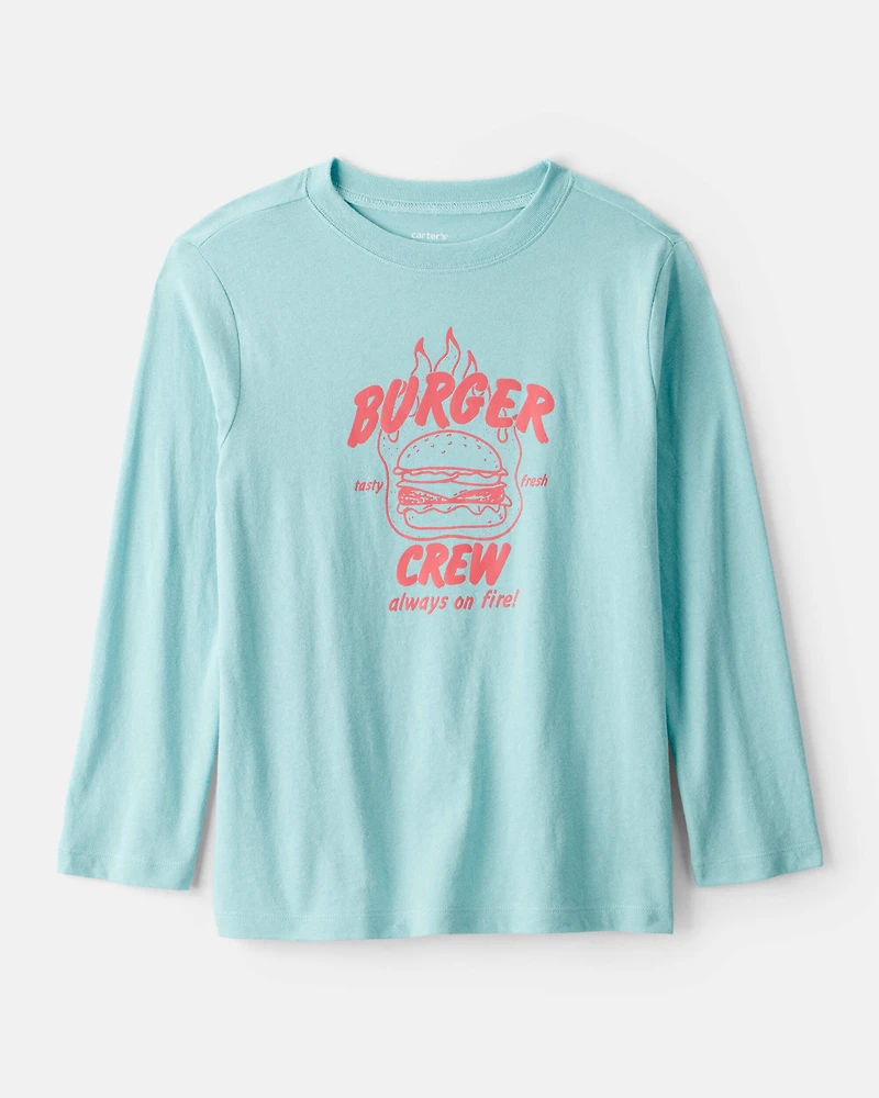 Kid Burger Crew Long-Sleeve Graphic Tee - Blue
