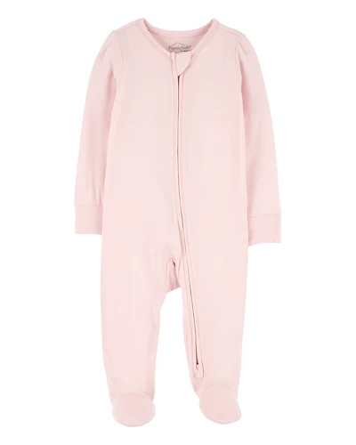 Baby Girl Solid 2-Way Zip PurelySoft Sleeper Pyjamas - Light Pink