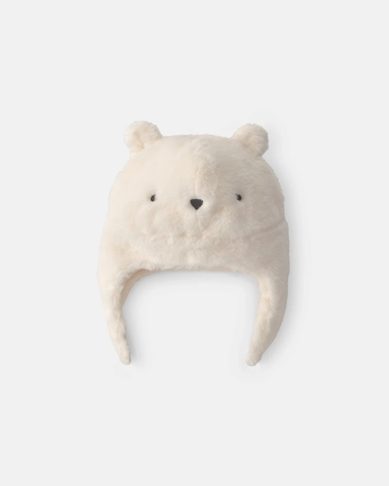 Baby Polar Bear Christmas Fleece Hat - Cream