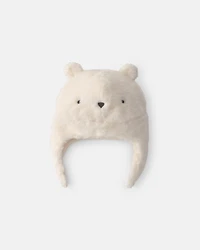 Baby Polar Bear Christmas Fleece Hat - Cream