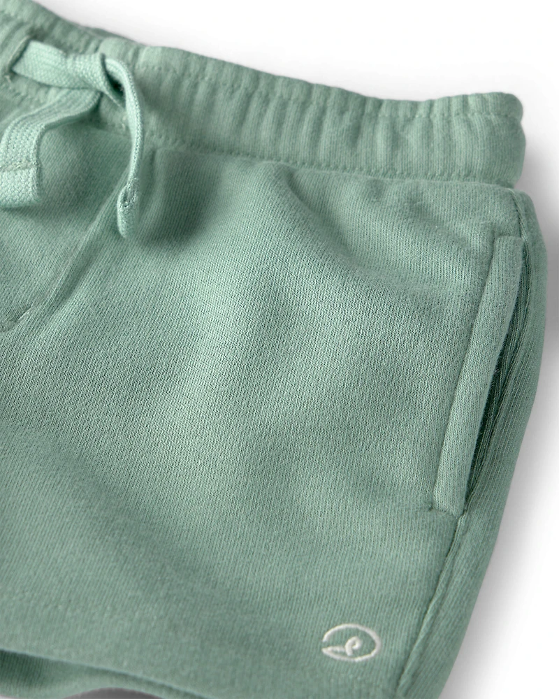 Toddler Boy Recycled Shorts Made with Organic Cotton Palm Green