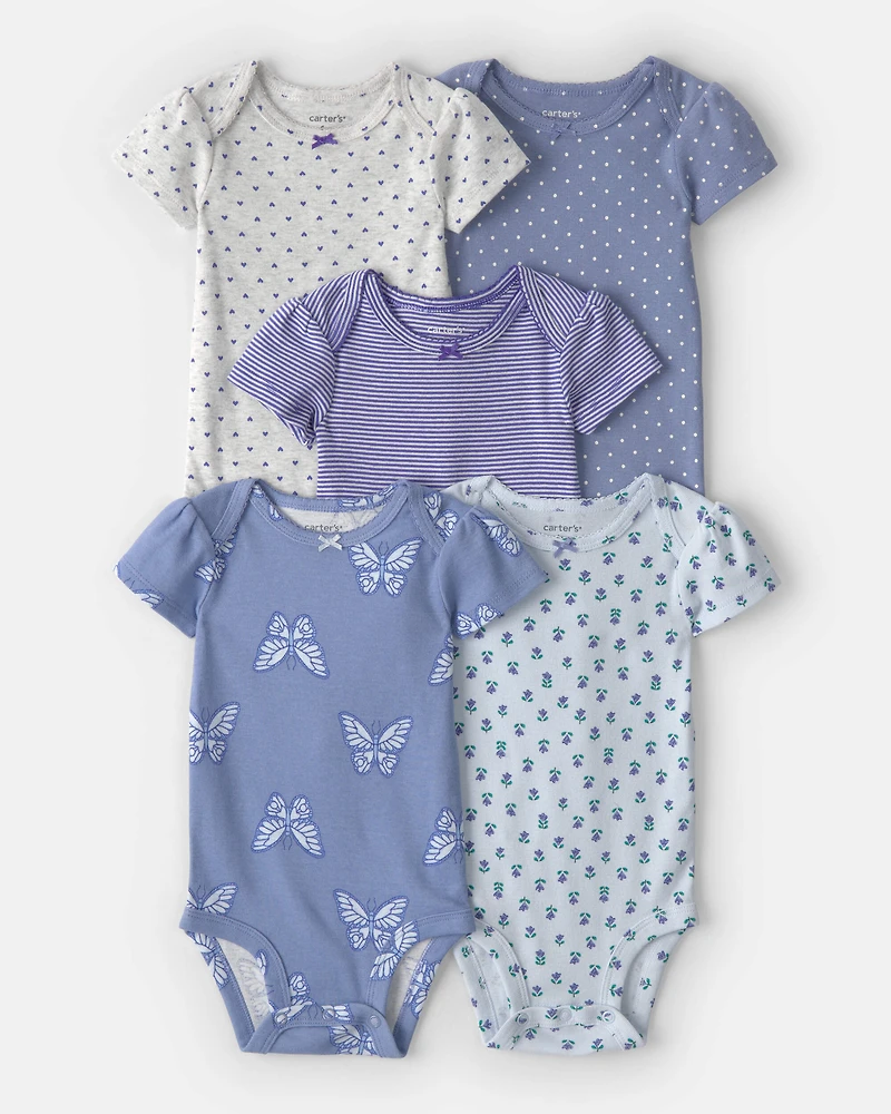 Baby 5-Pack Butterfly Short-Sleeve Bodysuits