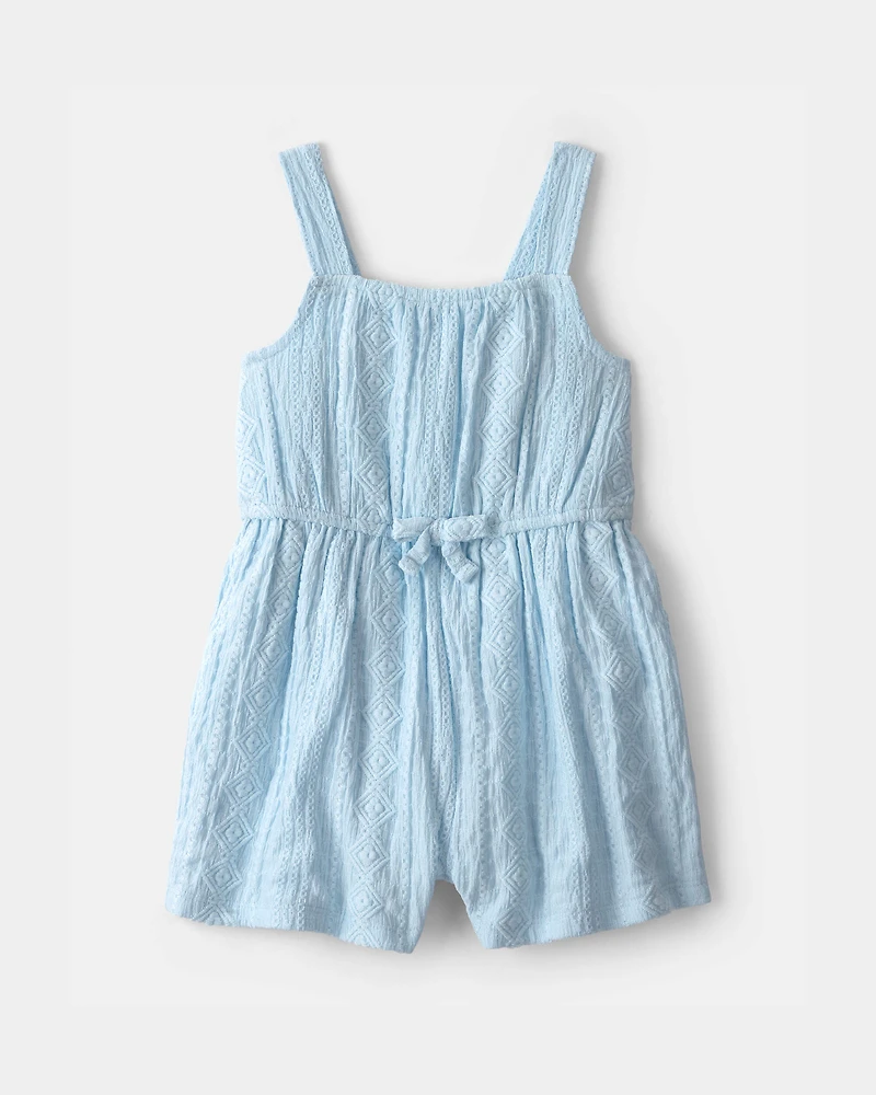 Baby Girl Textured Romper - Light Blue
