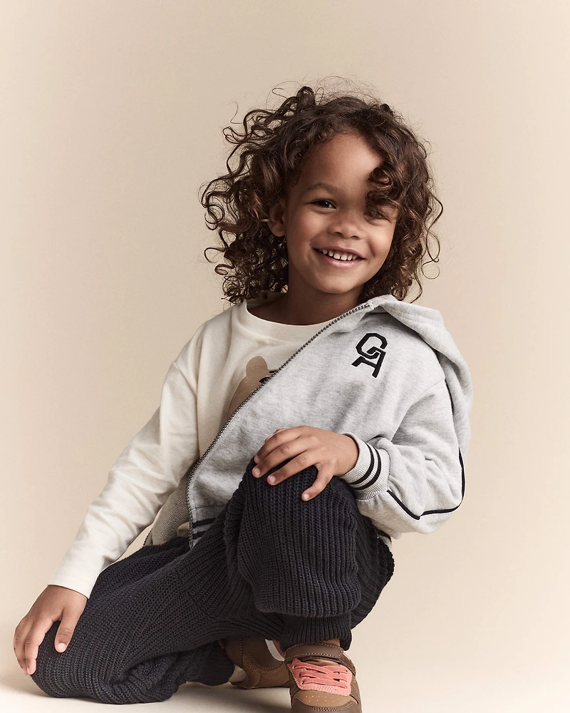 Toddler Boy Zip-Up Hoodie - Heather Grey