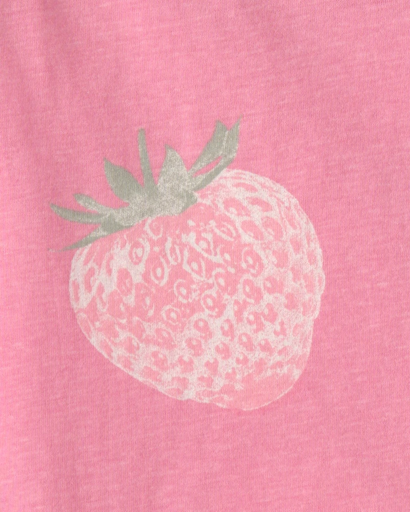Girls Strawberry Short-Sleeve Dress - Pink
